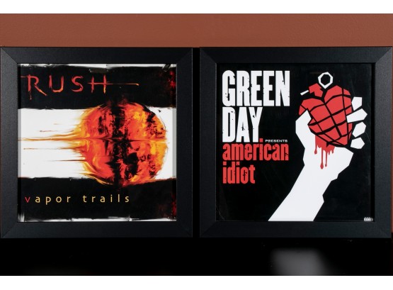 Two Decorative Square Reversible Posters Green Day & Rush