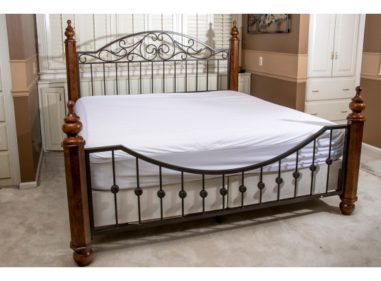 Four Poster King Bed With Black Metal Decoration NO MATTRESS OR BOX SPRING