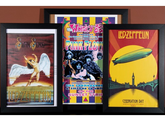 Group Of 3 Decorative Framed Rock Posters