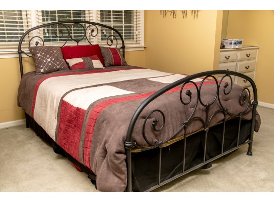 Black Metal Queen Bed With Optional Mattress & Box Spring & Bedding