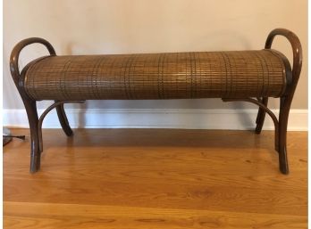 Wicker Bench With Bent Wood Handles