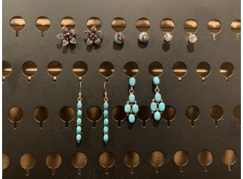 Five Pairs Of Sterling Earrings