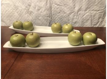 Two Porcelain Serving Trays With Faux  Apples