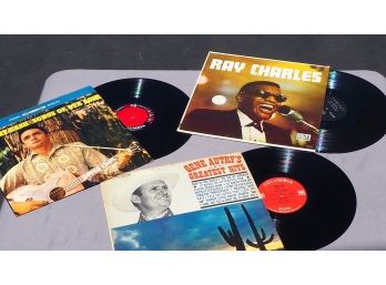 3 Vintage Albums Ray Charles, Johnny Cash & Gene Autry