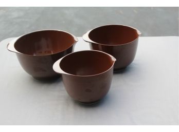 Amazing Dark Brown Set Of 3 Rosti Mixing Bowls Danish Designer Sigvard Bernadotte & Acton Bjorn