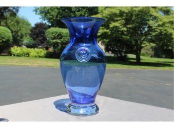 Stunning Blue Crystal Vase From Reed & Barton Made In Poland