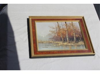 Original Oil Autumn Scene Signed Moncrief