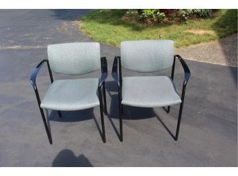 Pair Of Steelcase Office Chairs Black Frame Leaf Design 'Player' Model & 1 Maple Frame Office Chair