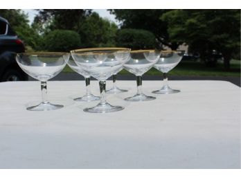 Delicate Gold-Rimmed Martini Glasses Set Of 6
