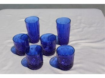Awesome Avon Royal Sapphire 4 Old-Fashioned Glasses And 2 Tumblers