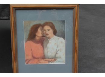 2 Devoted Women Original Pastel By NYC Artist J. Pederson - Signed