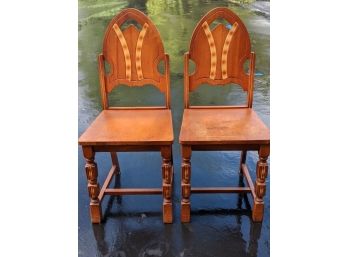 2 Incredible Vintage Shield Chairs 1940
