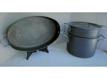 2 CALPHALON-TYPE PANS- 1 OVAL BAKER, 1 PASTA MAKER (SEE DESCRIPTION)