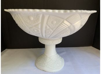 1950s Vintage McKee CONCORD Milk Glass Punch Bowl W/Pedestal Base