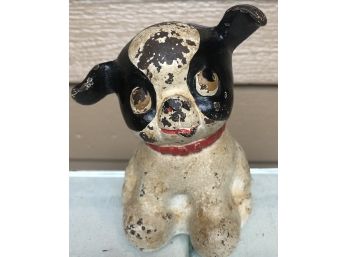 Circa 1914 Antique All Original  HUBLEY Cast Iron 'FIDO' Puppy Dog Still Coin Bank