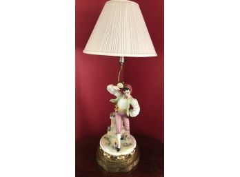 Vintage 1940's Porcelain Capodimonte 32'H (w/shade) Lamp Tested/working ( See Description)