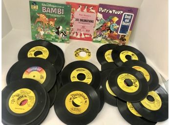 Lot Of 42 Children's Vinyl 45's - Disney, Peter Pan Records, Sesame Street, 3 W/jackets 1 Star Trek