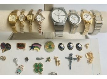 Lot Of Untested Watches And Assorted Lot Of Tack/Scatter Pins