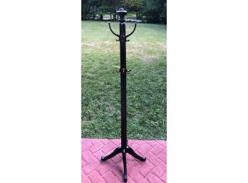 Vintage Coat Rack With 8 Brass Hooks - 69'Height - Spindle Needs Tightening ( See Description)