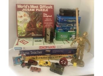 Mixed Toy Lot Vintage And Newer - Games, Puzzles, Assorted Pieces ( See Description For Itemization)