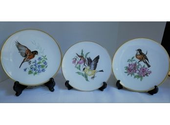 3 BAVARIA SCHUMANN ARZBERG GERMANY 8” & 7-1/2” BIRD PLATES