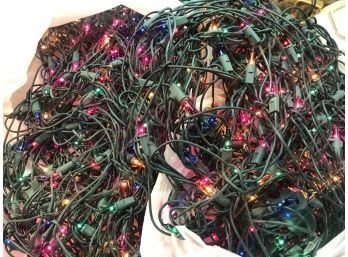 10 Strings Assorted Christmas Lights Strands Are Separated And Neatly Bundled - All Tested & Working