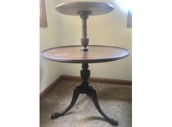 Antique 2 Tier Mahogany Dumbwaiter Table For Refinishing ( See Description)