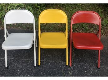 Set Of 3 Older MECO Folding Chairs  ( See Description)