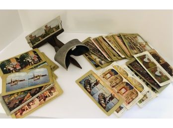 Victorian Stereoscope Viewer With Multiple Cards Including Teddy Roosevelt's Inauguration