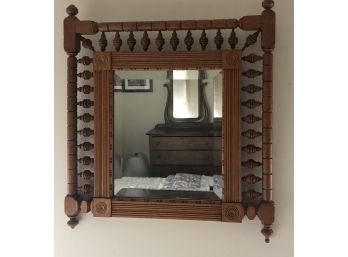 Ornate True Victorian Wall Oak Mirror - 27' X 24'