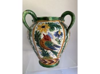 VANDRO In ITALY 4 Handle Pot/Vase/Urn Hand Painted 3210 Mark On Base