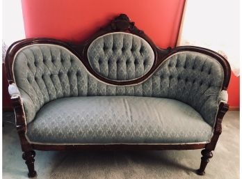 Authentic Blue-Green Victorian Sofa 64'L X 35'H X 18 1/2' D