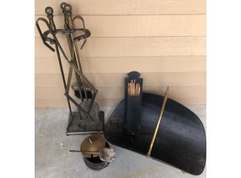 Fireplace Utensil Lot    Fireplace Lot Holder ( See Description)