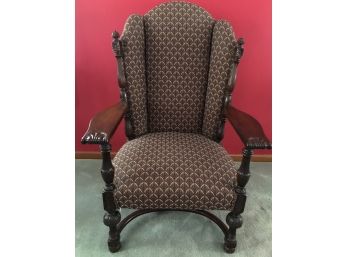 Authentic Highly Ornate Carved  Victorian Jacobean Revival Arm Chair 48'H X 24'W X 20' D