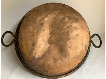 19th Century 14” Hand-Made Copper Pan From Italian NYC Bakery (see Description)