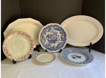 Lot Of 6 RED, WHITE, & BLUE DISHES:  CORNING, PFALTZGRAFF ,SHENANGO ,SPODE