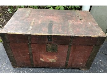 Early 1900's Wood & Metal 31'W X 19'D X 17 1/2' H  Trunk Stamped Luigi Del Prete Boston (See Description)