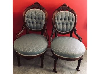 Matching Set Of Authentic Victorian Parlor Chairs 38'H X 19'W X 18 1/2'D ( See Description)