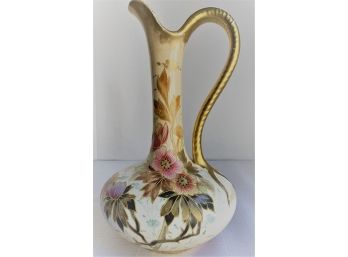 Antique C. Late 1800's Franz Anton Mehlem Royal Bonn Hand Painted Porcelain Ewer Bonn, Germany