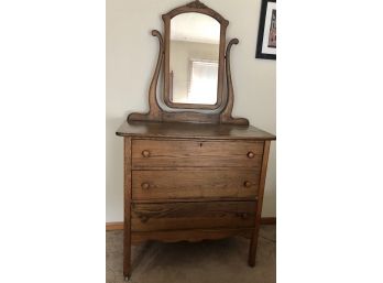 Turn Of The Century Oak Dresser W/ Moveable Mirror - 62'L X 36'K X 19' D - 3 Drawers ( See Description)