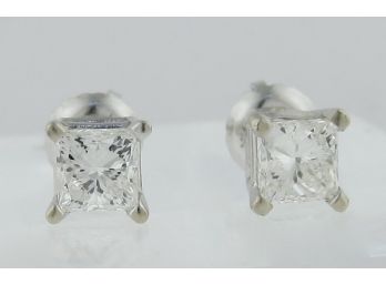 .90 TCW Princess Cut Diamond Screw Back Earrings