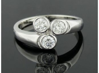 .63 Carat Total Weight 3 Stone White Gold Ring