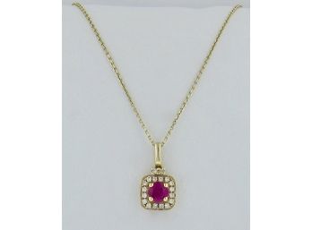 Natural Ruby & Diamond Pendant