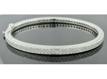 18K Diamond Pave' Tennis Bangle Bracelet 2.50 TCW