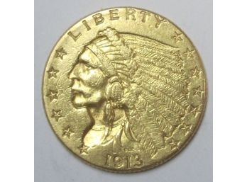 1913 Indian Head Gold $2.50 Quarter Eagle