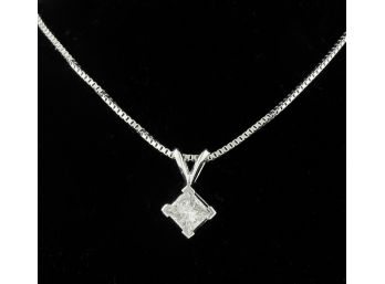 .46 Carat Princess-Cut Diamond Solitaire Pendant In 14K White Gold