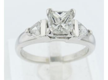 Platinum Engagement Ring 1.32 TCW Princess Cut Three-Stone