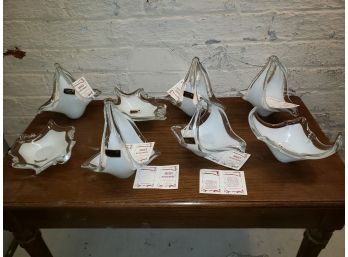 Lot Of Vintage White Glass 'Bomboniere' Hostess Gifts