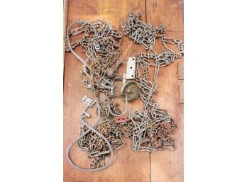 Antique Box Of Chains And Pitchfork Top