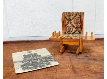 Vintage Navy Photo W/ Names & Sewing Accessory Chair